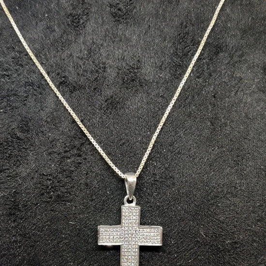 MOISSANITE CROSS PENDANT, 925 Sterling Silver Cross Pendant, Handmade Cross Pendant, 14k White Gold Plated, Gift For Her/Him
