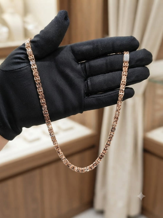 Rose Gold Patterned Link Necklace, Men&