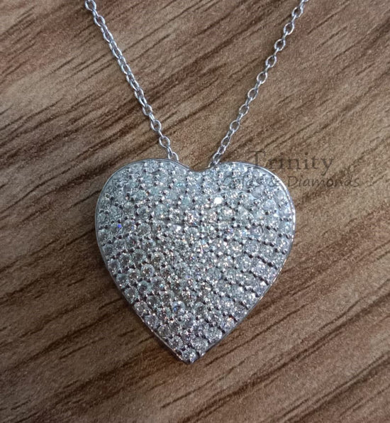 DIAMOND HEART PENDANT Moissanite Heart Pendant Pave Heart Pendant Silver Heart Pendant, Heart Necklace Gift for Love Necklace 22mm Heart