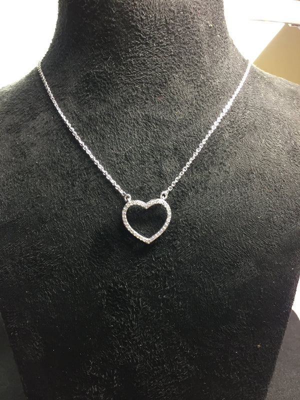 OPEN DIAMOND HEART Pendant Necklace,Heart Necklace,Love Heart Pendant Necklace in 925 Sterling Silver,Diamond Heart Pendant,For Women's/Her