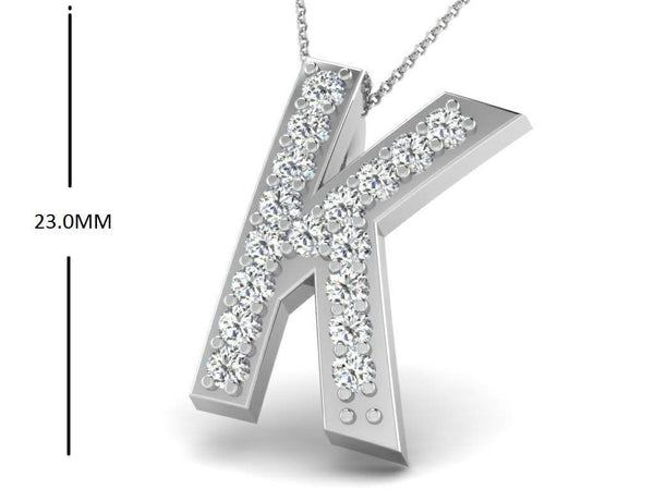 1.0ct Initial K pendant with white diamonds CZ stone Pendant necklace, Hip Hop Initials Pendant Necklace, Hip Hop jewelry,Hip Hop Pendant