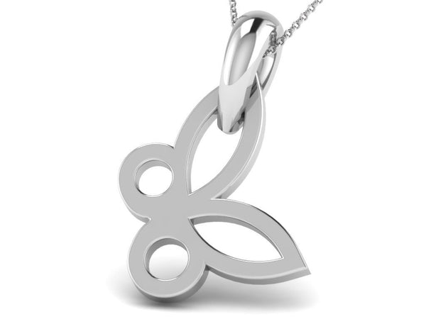 Solid silver Butterfly Pendant NecklaceWith 14kt White Gold Finish, Plain Butterfly Necklace, delicate Necklace/Dainty Necklace/Gift For her