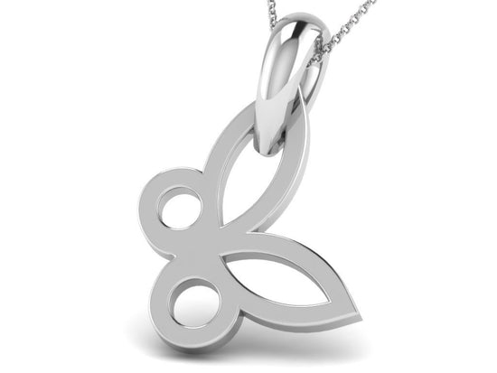 Solid silver Butterfly Pendant NecklaceWith 14kt White Gold Finish, Plain Butterfly Necklace, delicate Necklace/Dainty Necklace/Gift For her