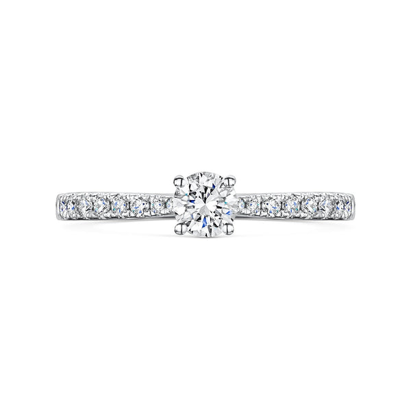 Moissanite Diamond Side Stone Engagement Ring / Delicate Moissanite Ring / Diamond Ring / Stackable Ring / Diamond Jewellery / Gift For Her