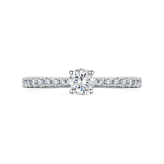 Moissanite Diamond Side Stone Engagement Ring / Delicate Moissanite Ring / Diamond Ring / Stackable Ring / Diamond Jewellery / Gift For Her