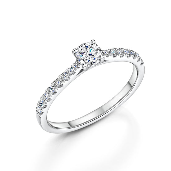 Moissanite Diamond Side Stone Engagement Ring / Delicate Moissanite Ring / Diamond Ring / Stackable Ring / Diamond Jewellery / Gift For Her