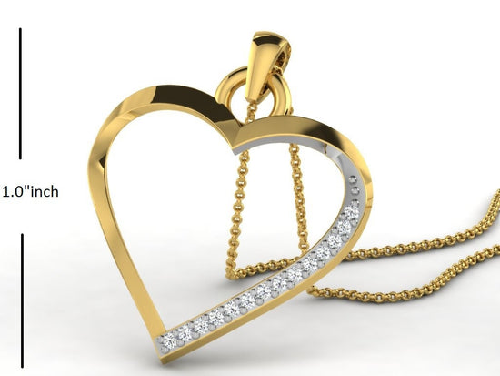 0.50 Carat Open Heart Shape Pendant/Necklace With 10kt Yellow Gold Over Sterling Silver, Hear Neckace, Heart Pendant,Diamond Heart,Valentine