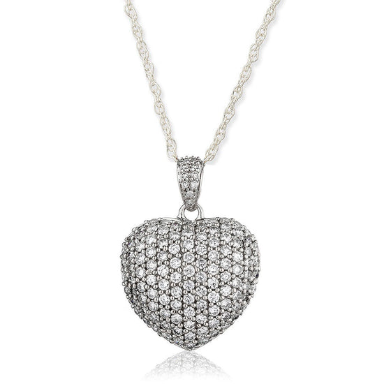 MOISSANITE HEART PENDANT, Real Moissanite Pave Heart Pendant Necklace, Sterling Silver Heart Pendant Necklace, Big Diamond Heart Pendant