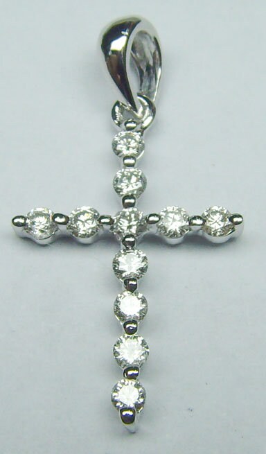 Moissanite Diamond Cross Pendant Necklace For Women •  Shared Prong Diamond Cross Necklace Religious Pendant for Women With Cable Chain