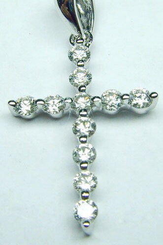 Moissanite Diamond Cross Pendant Necklace For Women •  Shared Prong Diamond Cross Necklace Religious Pendant for Women With Cable Chain