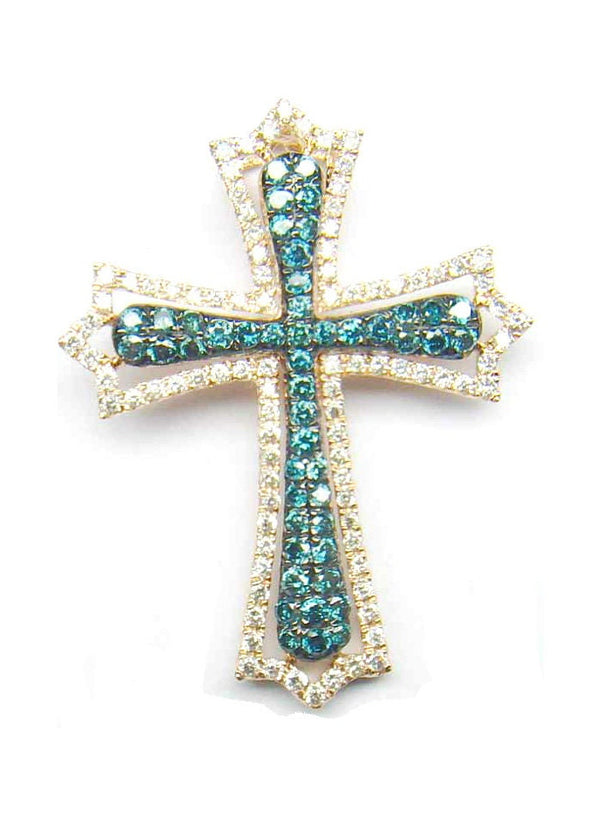 Pave Sapphire Cross Pendant Necklace • Blue Sapphire Cross Pendant • Silver Cross Pendant  • Gemstone Cross Necklace • Christmas Gift
