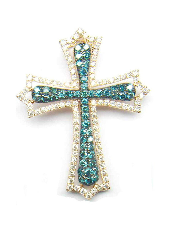 Pave Sapphire Cross Pendant Necklace • Blue Sapphire Cross Pendant • Silver Cross Pendant  • Gemstone Cross Necklace • Christmas Gift