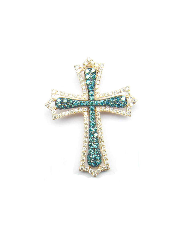 Pave Sapphire Cross Pendant Necklace • Blue Sapphire Cross Pendant • Silver Cross Pendant  • Gemstone Cross Necklace • Christmas Gift