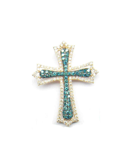Pave Sapphire Cross Pendant Necklace • Blue Sapphire Cross Pendant • Silver Cross Pendant  • Gemstone Cross Necklace • Christmas Gift