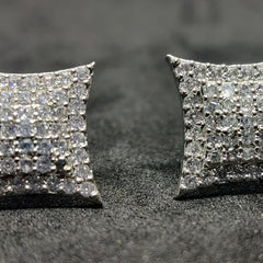1.0 Carat Diamond Square Stud Earrings, Pave Studs, Diamond Jewelry Gift for Her, Square Stud Earrings, Diamond Stud Earrings,Valentine