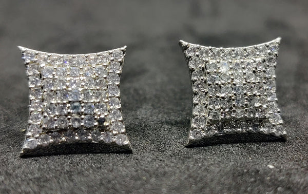 1.0 Carat Diamond Square Stud Earrings, Pave Studs, Diamond Jewelry Gift for Her, Square Stud Earrings, Diamond Stud Earrings,Valentine