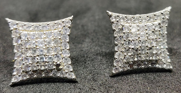 1.0 Carat Diamond Square Stud Earrings, Pave Studs, Diamond Jewelry Gift for Her, Square Stud Earrings, Diamond Stud Earrings,Valentine