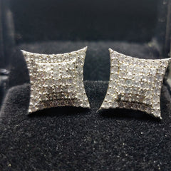 1.0 Carat Diamond Square Stud Earrings, Pave Studs, Diamond Jewelry Gift for Her, Square Stud Earrings, Diamond Stud Earrings,Valentine