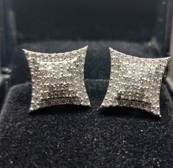 1.0 Carat Diamond Square Stud Earrings, Pave Studs, Diamond Jewelry Gift for Her, Square Stud Earrings, Diamond Stud Earrings,Valentine