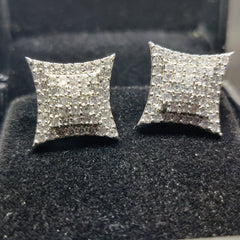1.0 Carat Diamond Square Stud Earrings, Pave Studs, Diamond Jewelry Gift for Her, Square Stud Earrings, Diamond Stud Earrings,Valentine