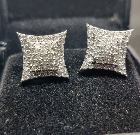 1.0 Carat Diamond Square Stud Earrings, Pave Studs, Diamond Jewelry Gift for Her, Square Stud Earrings, Diamond Stud Earrings,Valentine