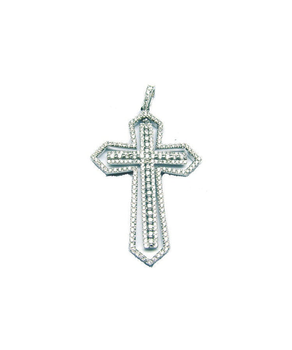 Moissanite Diamond Cross Pendant Necklace With Cable Chain, 925 Sterling Silver Big Religious Cross Christmas Gift For Men And Women