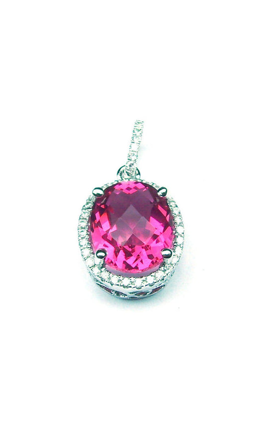2.0 CT Big Ruby Diamond Pendant Necklace With 10kt Gold Plated Over Silver, Ruby Diamond Drop Pendant,Gift For Her,14k Gold Plated Over