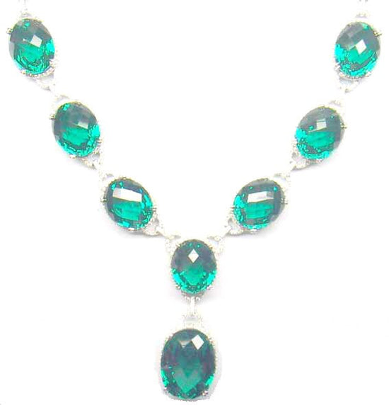 6.0 Carat Oval Green Gemstone Necklace With 14kt Gold Over 925 Sterling Silver, Diamond Necklace, Bridal Necklace, Emerald Necklace, Gift