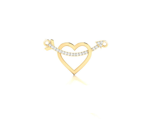 Moissanite Heart Necklace, Heart Pendant, Valentine Day, Moissanite Open Heart Shape Pendant, 14k Yellow Gold Plated, Handmade Pendant