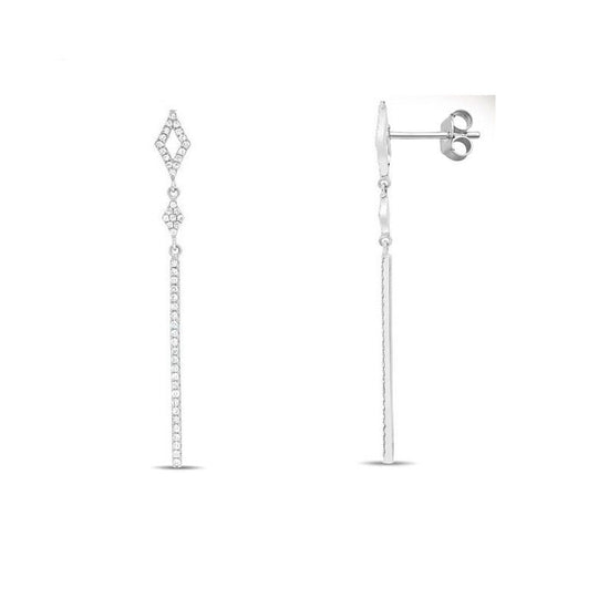 Moissanite Diamond Dangle Earrings, Diamond Earrings, Bar Diamond Earrings, Solid Silver Diamond Earrings, Push Back diamond Earrings, Gifts