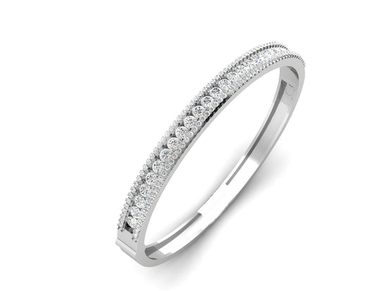 Moissanite Bangle Bracelet, 1.50 Carat Half Eternity Diamond Bangle Bracelet With 10kt White Gold Over Silver, Handmade Bangles/Gift For Her
