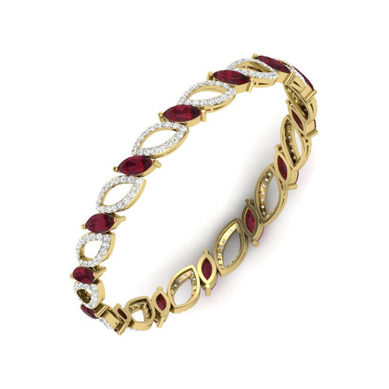 4.00Ct Diamond And Red Ruby Marquise Cut Women&