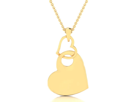 2.0 CT  Two Open Heart dangle Drop Pendant/Necklace With 14kt Yellow Gold Over Finish, OPen Heart necklace, Heart Pendant Silver, Valentine