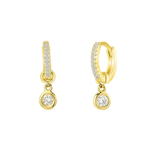 14kt Yellow Gold Plated Dangle Earrings, 925 Sterling Silver Dangle & Drop Earrings, Diamond Drop And Dangle Earrings, Gift For Her, Gifts