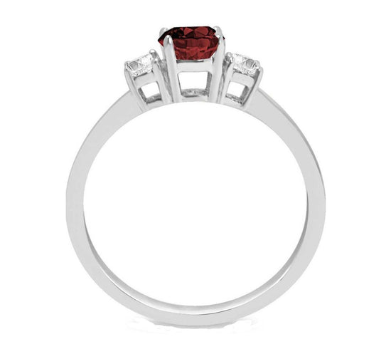 1.50CT Round Red Ruby And Diamond Ring, 14KT White Gold Plated, Three Stone Moissanite Ring, Diamond Jewellery, Ruby Gemstone Ring, Gifts