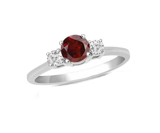 1.50CT Round Red Ruby And Diamond Ring, 14KT White Gold Plated, Three Stone Moissanite Ring, Diamond Jewellery, Ruby Gemstone Ring, Gifts