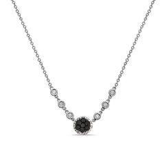 1.50CT BLACK DIAMOND CLUSTER  Necklace With 10kt Gold Over 925,Diamond Necklace,Cluster Necklace,Handmade Necklace,Wedding Gift Jewelry