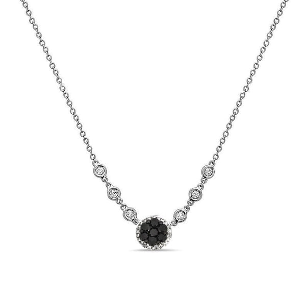 1.50CT BLACK DIAMOND CLUSTER  Necklace With 10kt Gold Over 925,Diamond Necklace,Cluster Necklace,Handmade Necklace,Wedding Gift Jewelry