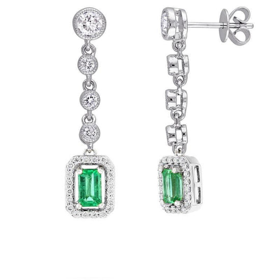 BRILLIANT EMERALD DIAMONDS Earrings-Emerald Cut Rectangle Diamonds-Wedding Earrings-Sterling Silver-Party Earrings-Dangle Drop Earrings