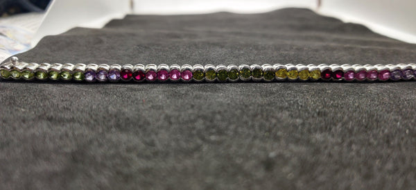 10.0CT Multicolor Gemstone Tennis Bracelet, Wedding Bracelet, 925 Sterling Silver Tennis Bracelet, Gemstone Bracelet, Wedding Gift For Her