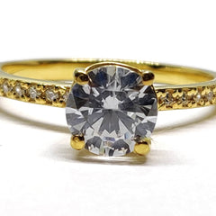 2Ct Moissanite Ring, Round Brilliant Cut Wedding Ring, Stimulant Diamond Ring, Round Solitaire Ring, Pave Set Diamond Ring, CZ Diamond Ring