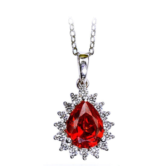 2.0 CT RED RUBY Pear Shape Diamond Drop Pendant Necklace With 10kt Gold Plated Over Silver, Diamond Drop Pendant, Handmade,Valentine Jewelry