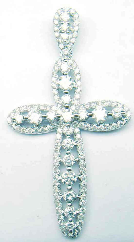 925 Sterling Silver Moissanite Cross Necklace For Women, 14k White Gold Plated Cross Necklace, Minimalist Cross Necklace, Gift For Women