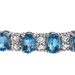 Tennis Bracelet For Women • Blue Sapphire Oval Gemstone Sapphire & Moissanite Diamond Tennis Bracelet For Her • Anniversary Gift for Women