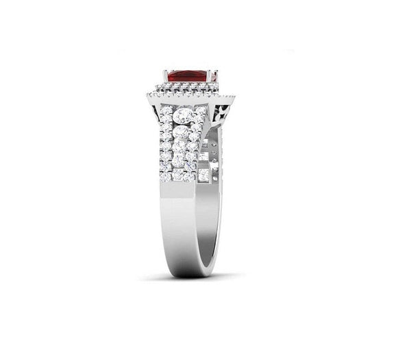 Princess Cut Brown Diamond Halo Engagement Ring, Engangment Ring, Brown Gemstone Ring, Sterling Silver Ring, Wedding Anniversary Ring