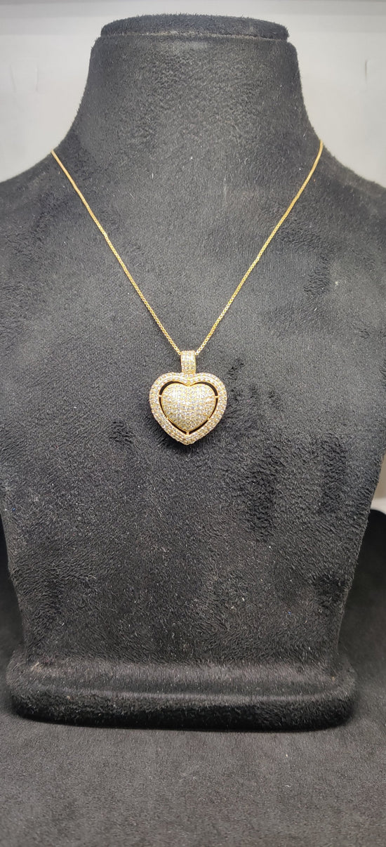 Moissanite Heart Necklace, Pave Heart Necklace, Diamond Heart Necklace /Pendant, Double Halo Heart  Pendant, Perfect Gift For Women