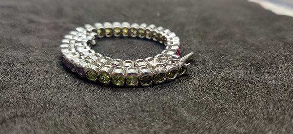 10.0CT Multicolor Gemstone Tennis Bracelet, Wedding Bracelet, 925 Sterling Silver Tennis Bracelet, Gemstone Bracelet, Wedding Gift For Her