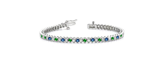 5.0CT SAPPHIRE & EMERALD Diamond Tennis Bracelet For Women 14kt White Gold Over Sterling Silver/Gemstone Tennis Bracelet,Tennis Bracelet