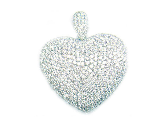Pave Diamond Heart Pendant/Necklace Sterling silver, Heart, Heart Jewelry, Pendant Necklace, Silver Heart Pendant, Valentine, diamond Heart