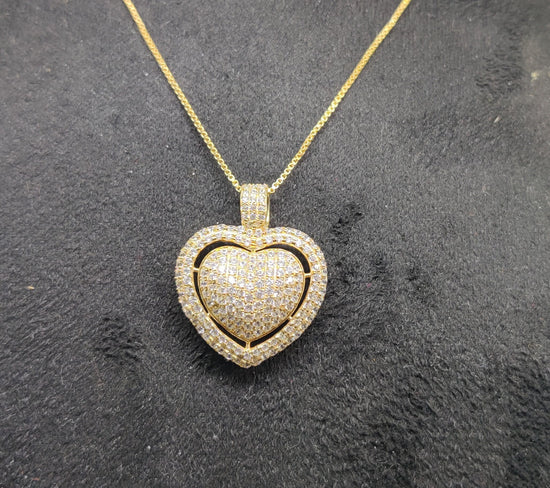 Moissanite Heart Necklace, Pave Heart Necklace, Diamond Heart Necklace /Pendant, Double Halo Heart  Pendant, Perfect Gift For Women